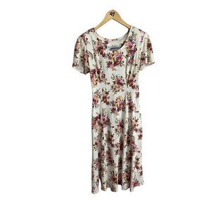 Vintage Joni Blair Women's Floral Cap Sleeve Dress - Medium